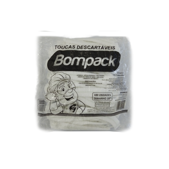 TOUCA DESCARTAVEL BOMPACK 100 UNID. TAMANHO 18''